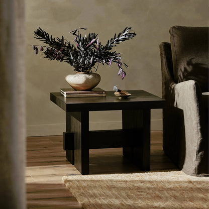 Isaac End Table by Four Hands. Made from thick oak veneer, solid oak in a modern style.