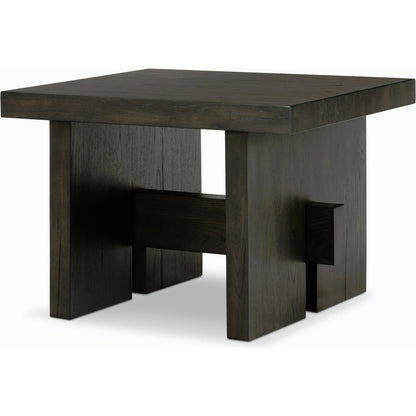 Isaac End Table by Four Hands. Made from thick oak veneer, solid oak in a modern style.