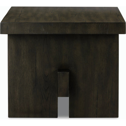 Isaac End Table by Four Hands. Made from thick oak veneer, solid oak in a modern style.