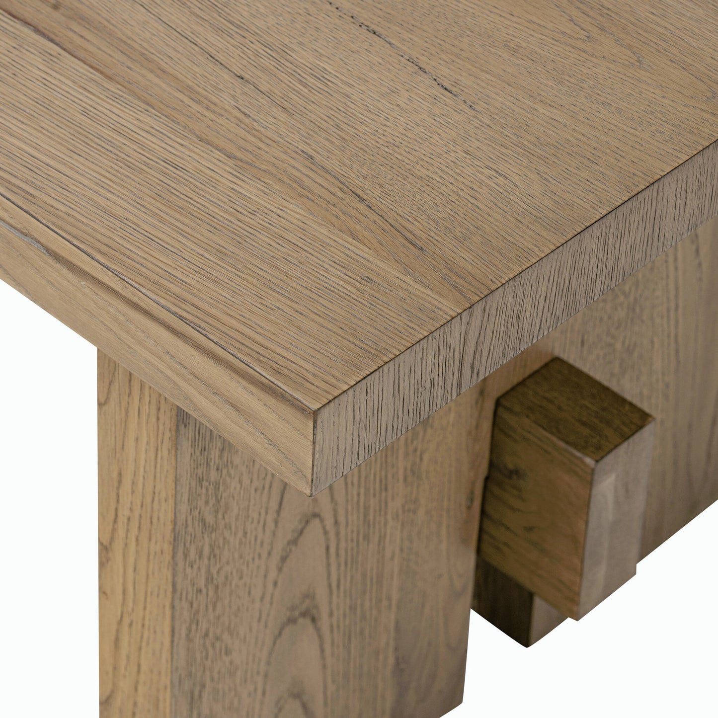 013 SI-2158220 | Closeup | Isaac End Table by Four Hands. Made from thick oak veneer, solid oak in a modern style.