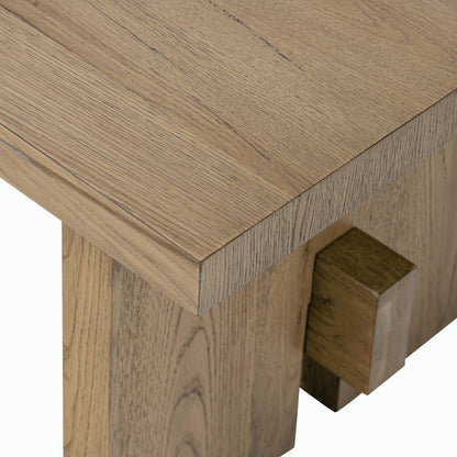 Isaac End Table by Four Hands. Made from thick oak veneer, solid oak in a modern style.
