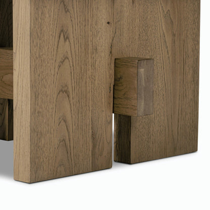 Isaac End Table by Four Hands. Made from thick oak veneer, solid oak in a modern style.