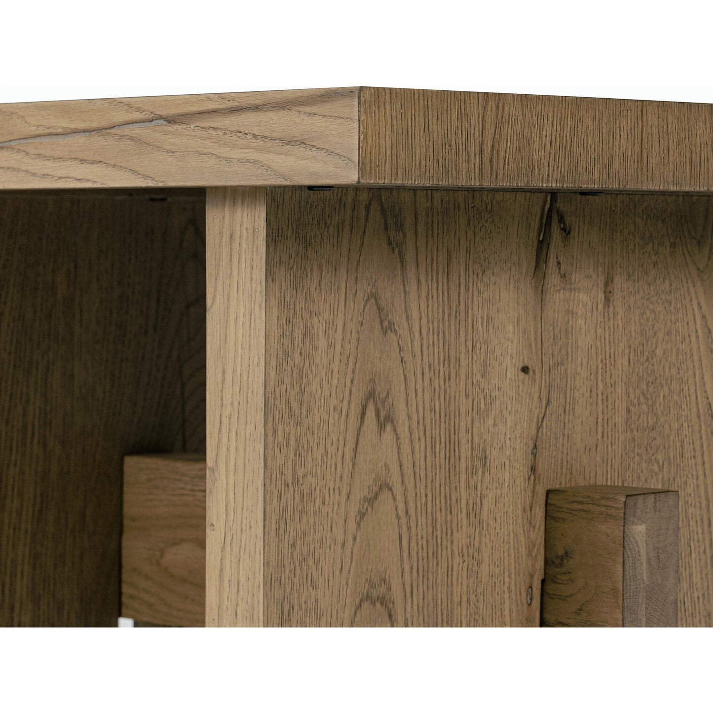 016 SI-2158220 | Closeup | Isaac End Table by Four Hands. Made from thick oak veneer, solid oak in a modern style.