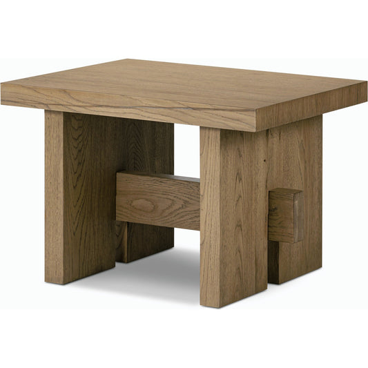 Isaac End Table by Four Hands. Made from thick oak veneer, solid oak in a modern style.