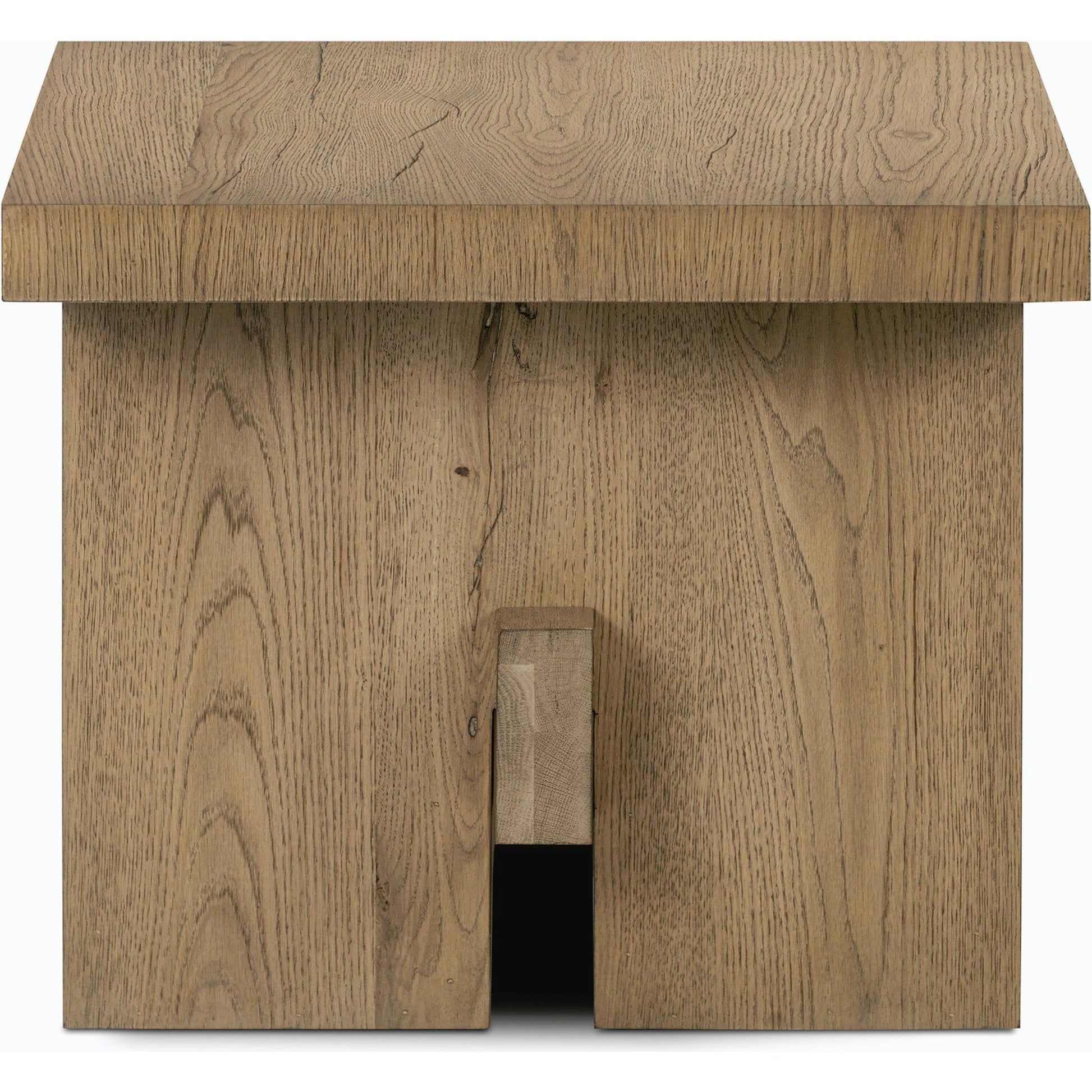 Isaac End Table by Four Hands. Made from thick oak veneer, solid oak in a modern style.