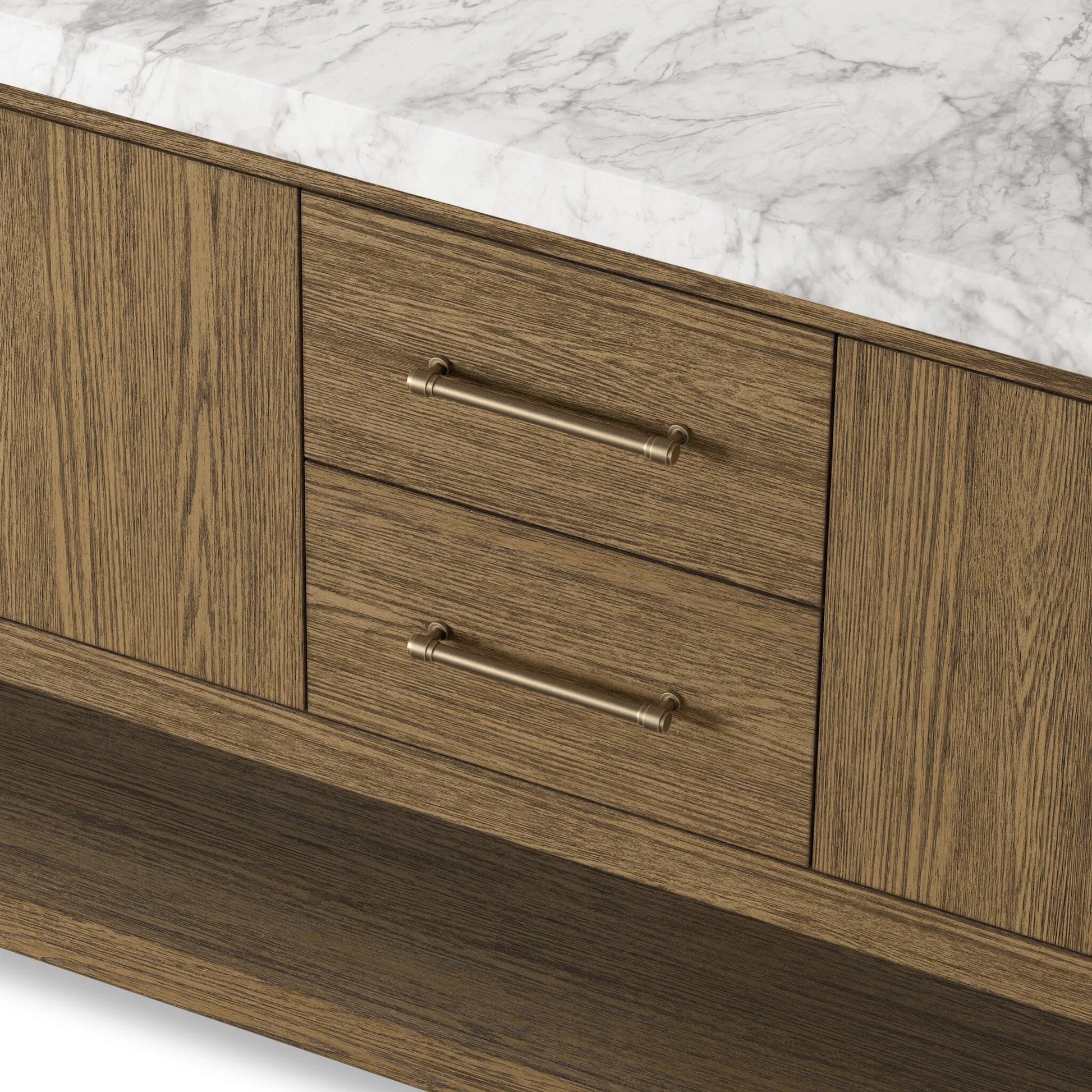 Anthem Double Vanity by Four Hands. Made from thick oak veneer, solid marble in a unique style.