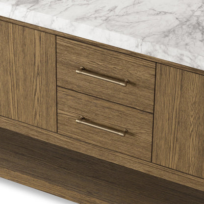 Anthem Double Vanity by Four Hands. Made from thick oak veneer, solid marble in a unique style.
