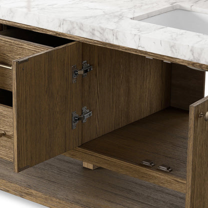 Anthem Double Vanity by Four Hands. Made from thick oak veneer, solid marble in a unique style.