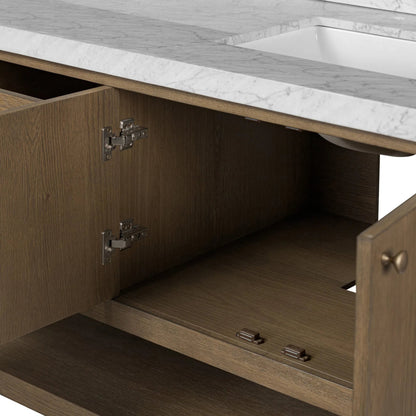 Anthem Double Vanity by Four Hands. Made from thick oak veneer, solid marble in a unique style.