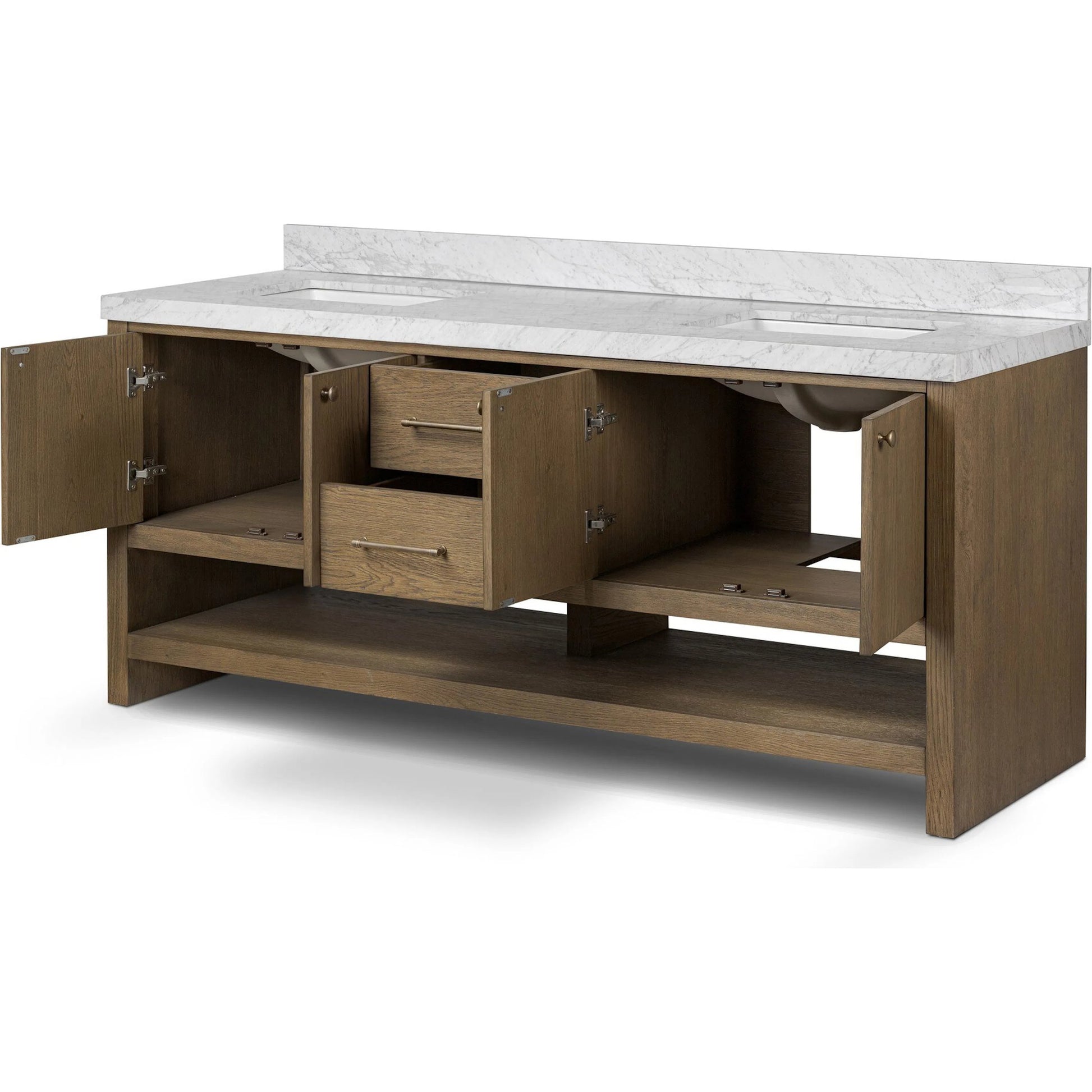 Anthem Double Vanity by Four Hands. Made from thick oak veneer, solid marble in a unique style.