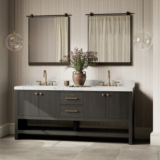 Anthem Double Vanity by Four Hands. Made from thick oak veneer, solid marble in a unique style.
