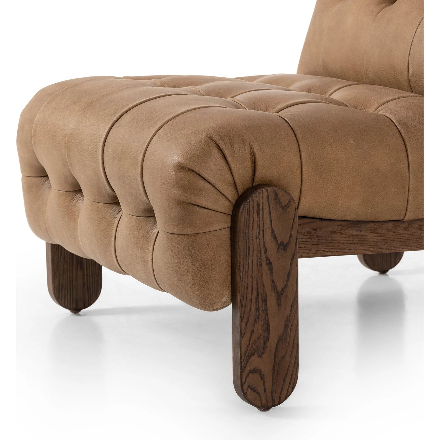 020 SI-2137407 | Closeup | Jeremiah Chair by Four Hands in palermo drift and terra brown ash. Made from top grain leather, solid ash, 100% polyester in a modern style.