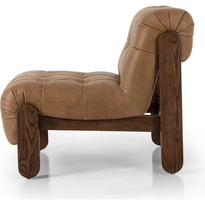 Jeremiah Chair by Four Hands in palermo drift and terra brown ash. Made from top grain leather, solid ash, 100% polyester in a modern style.