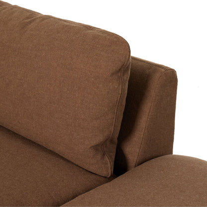 Ingel 4-Piece Sectional with Ottoman by Four Hands in antwerp cafe. Made from 39% linen, 35% cotton, 26% polyester, poplar plywood, 100% polyester in a modern style.