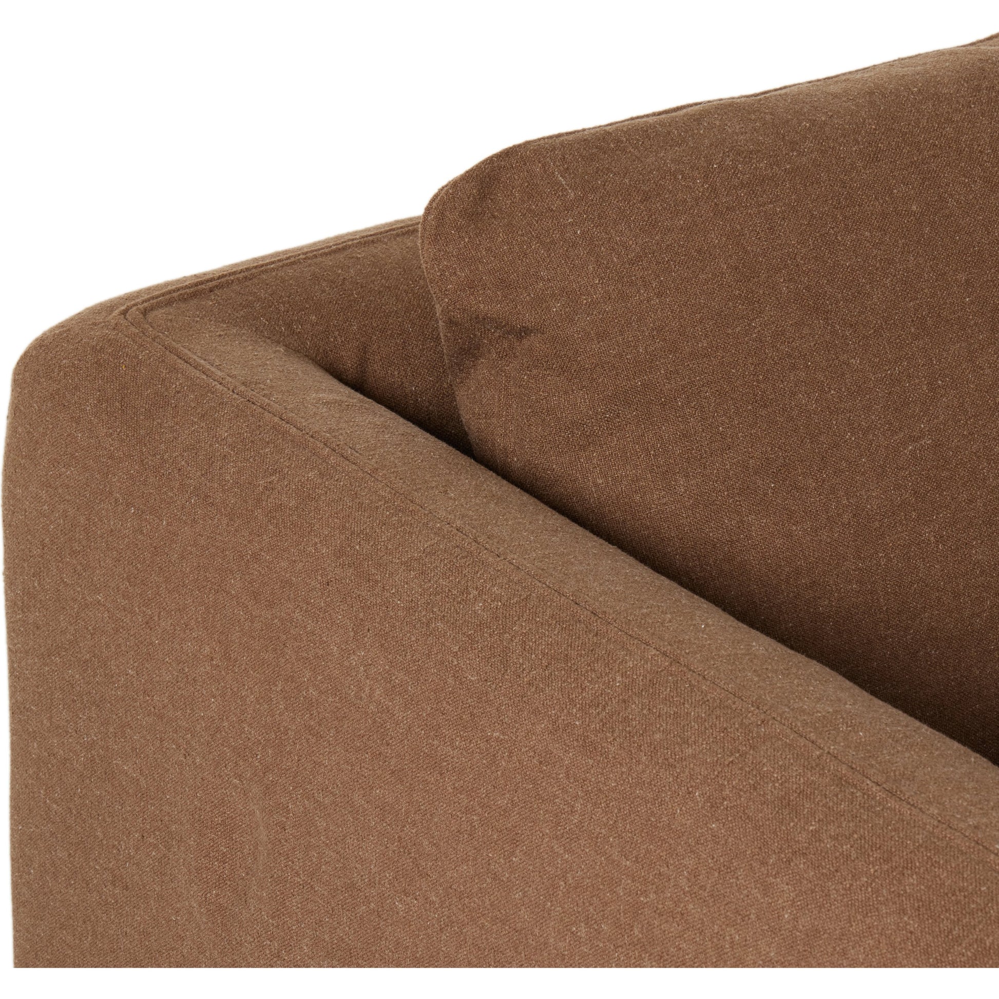 Ingel 4-Piece Sectional with Ottoman by Four Hands in antwerp cafe. Made from 39% linen, 35% cotton, 26% polyester, poplar plywood, 100% polyester in a modern style.