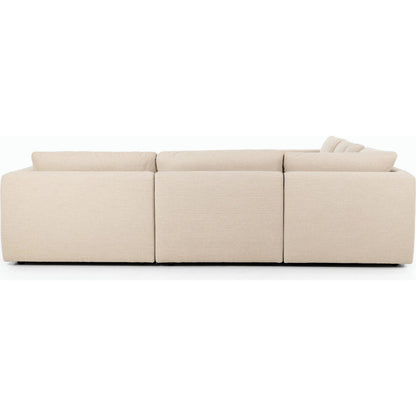 Ingel 5-Piece Sectional by Four Hands. Made from 39% linen, 35% cotton, 26% polyester, poplar plywood, 100% polyester in a modern style.