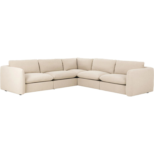 Ingel 5-Piece Sectional by Four Hands. Made from 39% linen, 35% cotton, 26% polyester, poplar plywood, 100% polyester in a modern style.