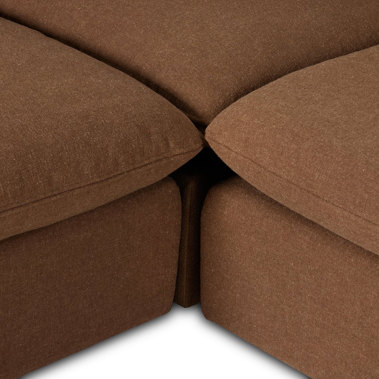 008 SI-2074381 | Closeup | Ingel 5-Piece Sectional by Four Hands. Made from 39% linen, 35% cotton, 26% polyester, poplar plywood, 100% polyester in a modern style.