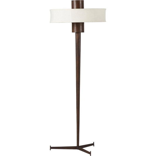 Fordham Floor Lamp by Four Hands in oatmeal linen, rust. Made from iron, 80% linen, 20% polyester, thermoplastic in a modern style.