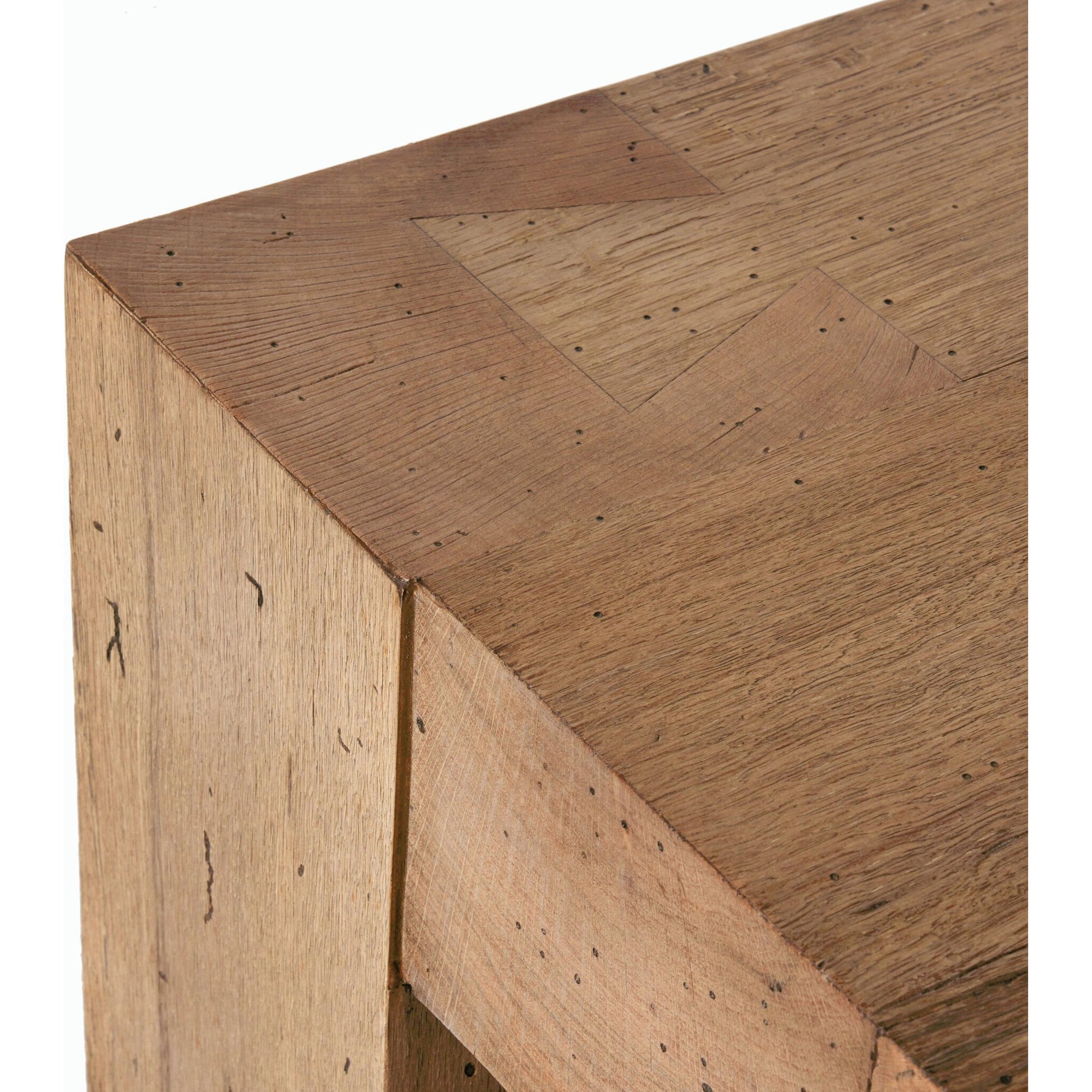 Abaso Small Square Coffee Table by Four Hands in ebony rustic wormwood oak. Made from thick oak veneer, engineered hardwood in a modern style.