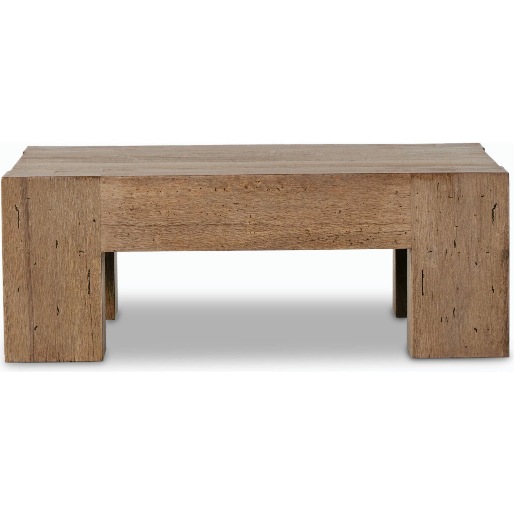 Abaso Small Square Coffee Table by Four Hands in ebony rustic wormwood oak. Made from thick oak veneer, engineered hardwood in a modern style.