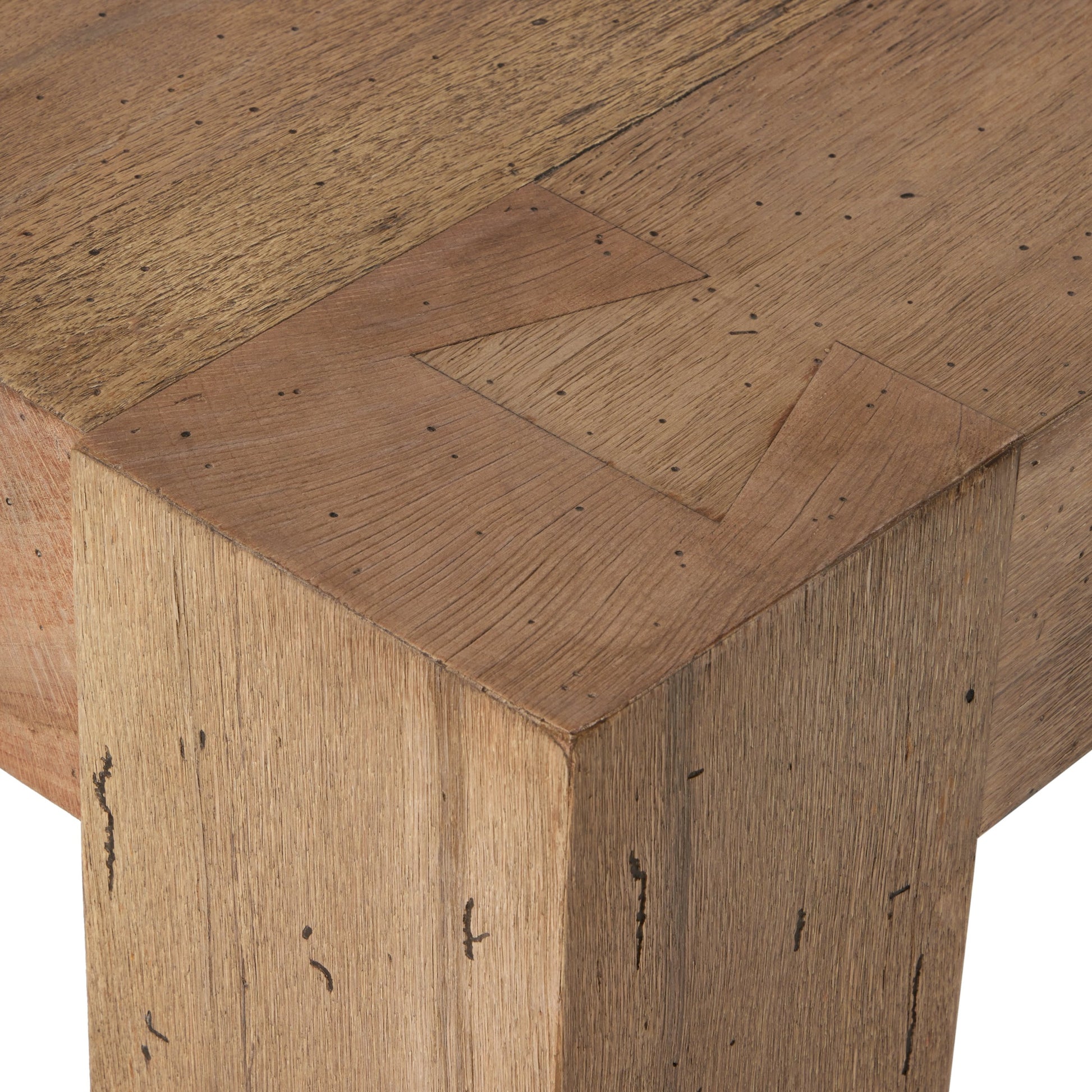 Abaso Small Square Coffee Table by Four Hands in ebony rustic wormwood oak. Made from thick oak veneer, engineered hardwood in a modern style.