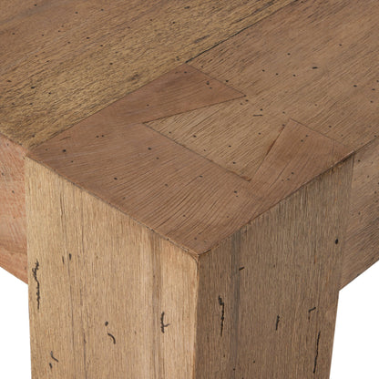 Abaso Small Square Coffee Table by Four Hands in ebony rustic wormwood oak. Made from thick oak veneer, engineered hardwood in a modern style.