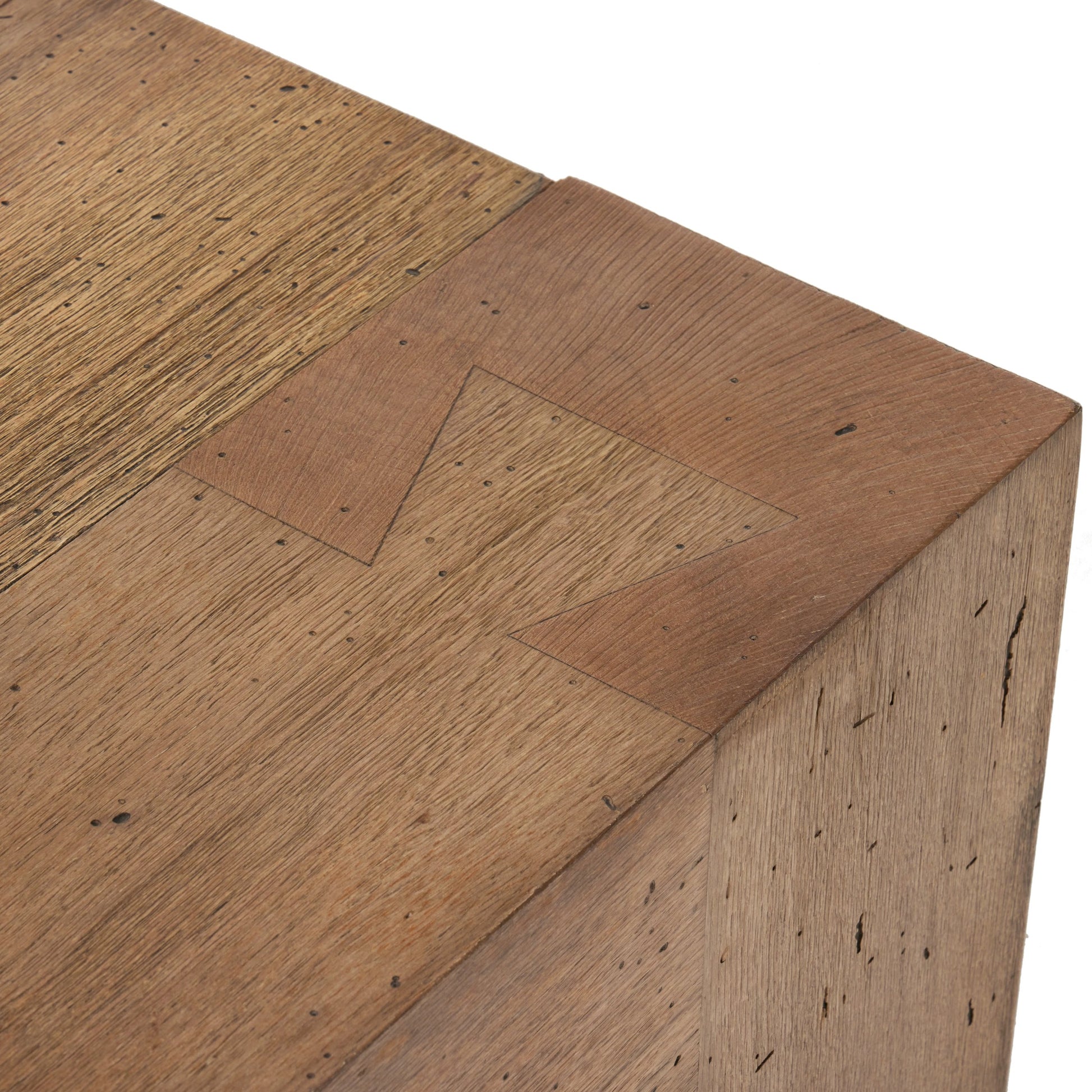 Abaso Small Square Coffee Table by Four Hands in ebony rustic wormwood oak. Made from thick oak veneer, engineered hardwood in a modern style.