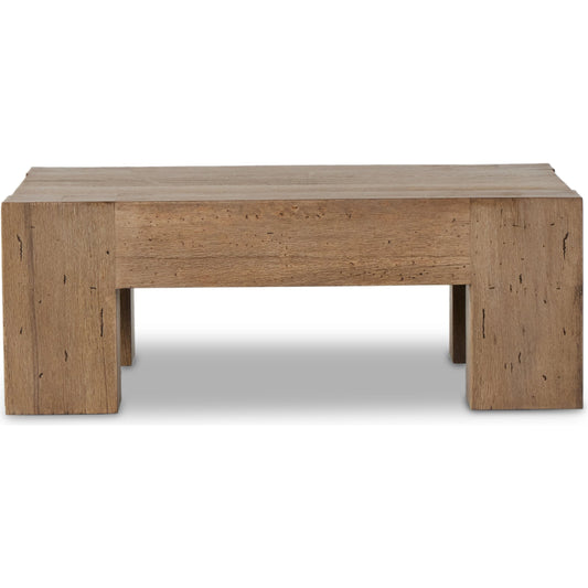 Abaso Small Square Coffee Table by Four Hands. Made from thick oak veneer, engineered hardwood in a modern style.