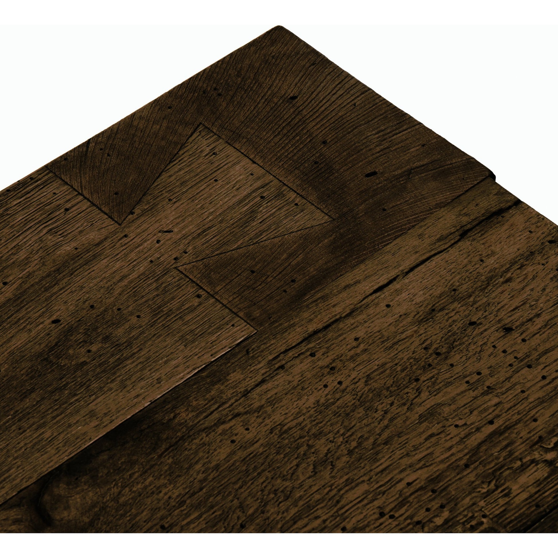 Abaso Small Square Coffee Table by Four Hands in ebony rustic wormwood oak. Made from thick oak veneer, engineered hardwood in a modern style.