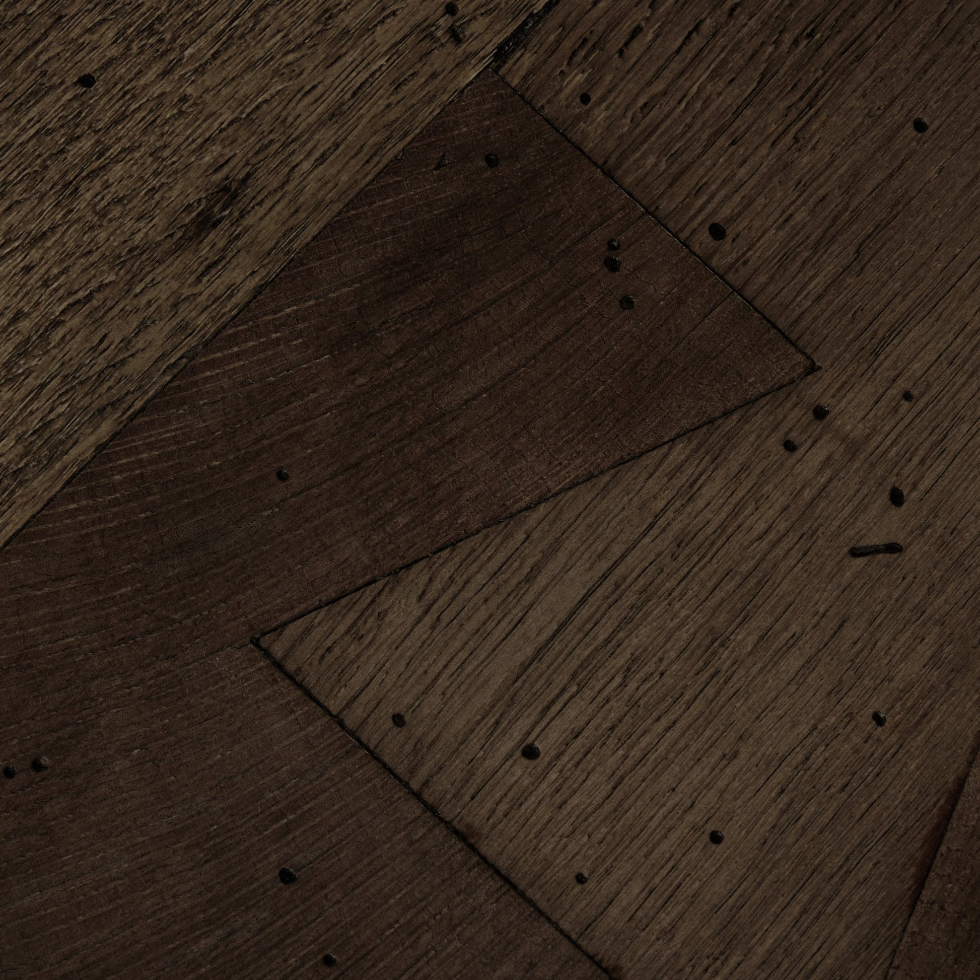 Abaso Small Square Coffee Table by Four Hands in ebony rustic wormwood oak. Made from thick oak veneer, engineered hardwood in a modern style.