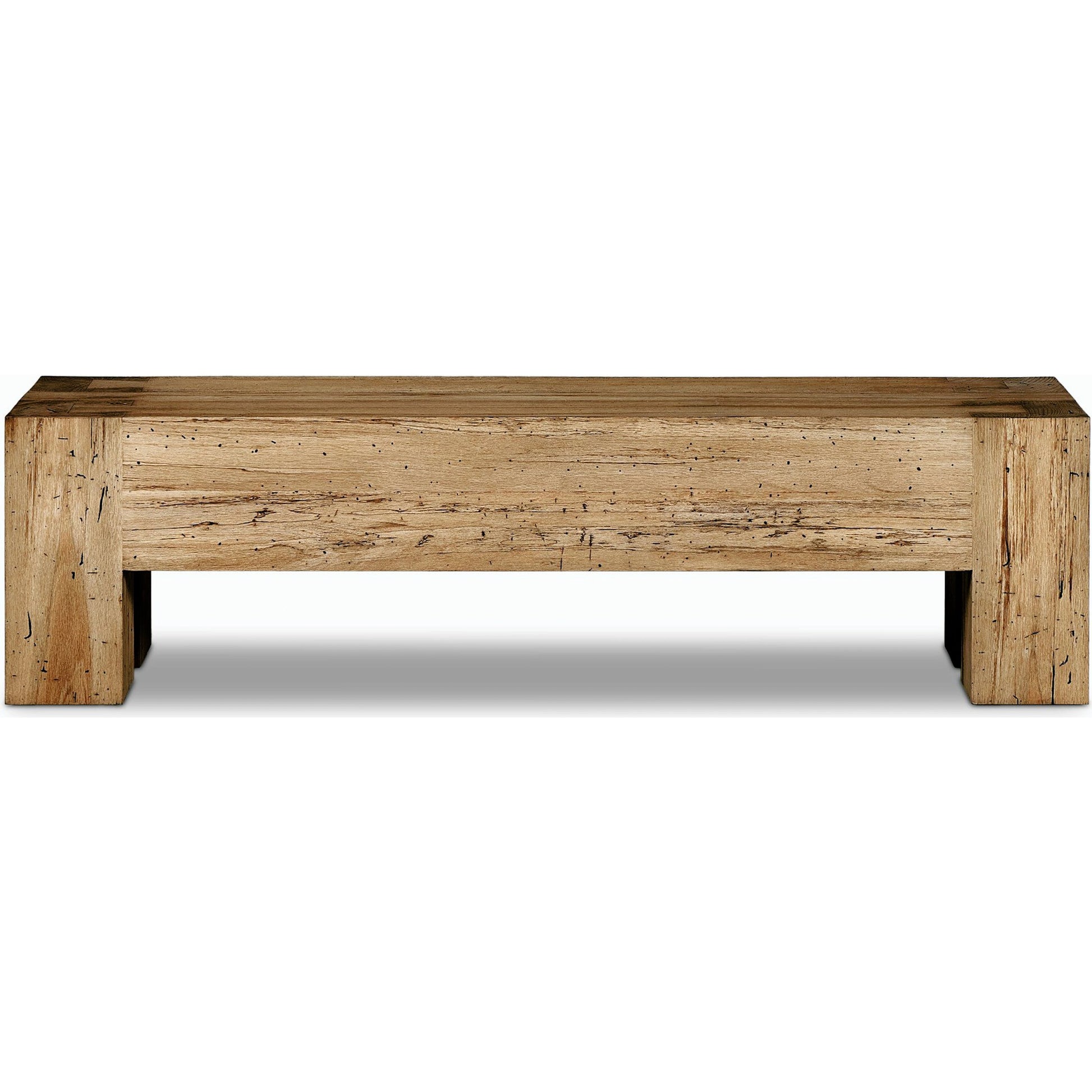 Abaso Accent Bench by Four Hands in ebony rustic wormwood oak. Made from thick oak veneer, engineered hardwood in a modern style.