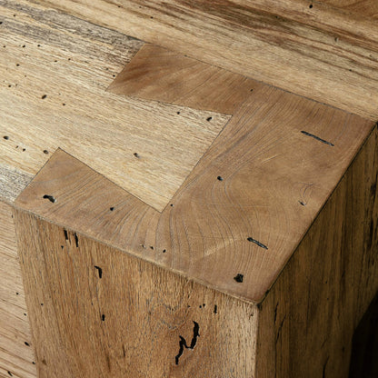 Abaso Accent Bench by Four Hands in ebony rustic wormwood oak. Made from thick oak veneer, engineered hardwood in a modern style.