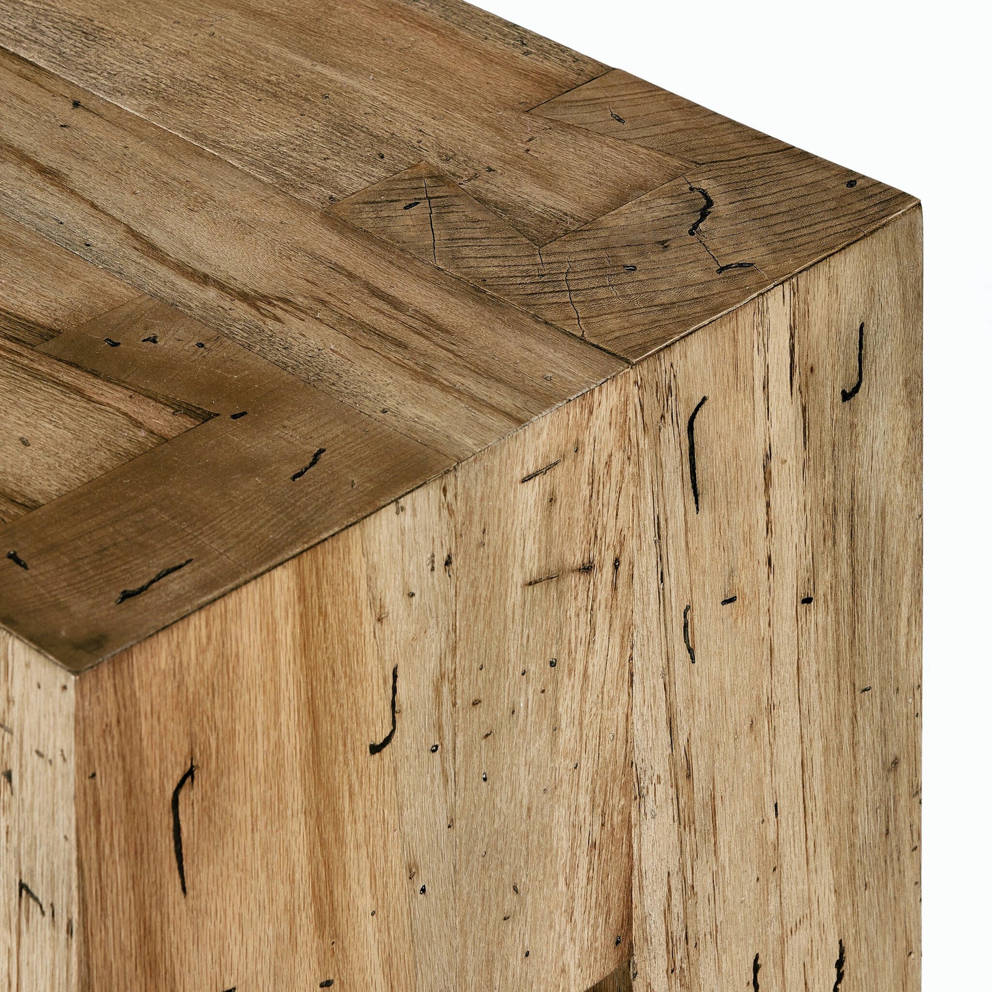 Abaso Accent Bench by Four Hands in ebony rustic wormwood oak. Made from thick oak veneer, engineered hardwood in a modern style.