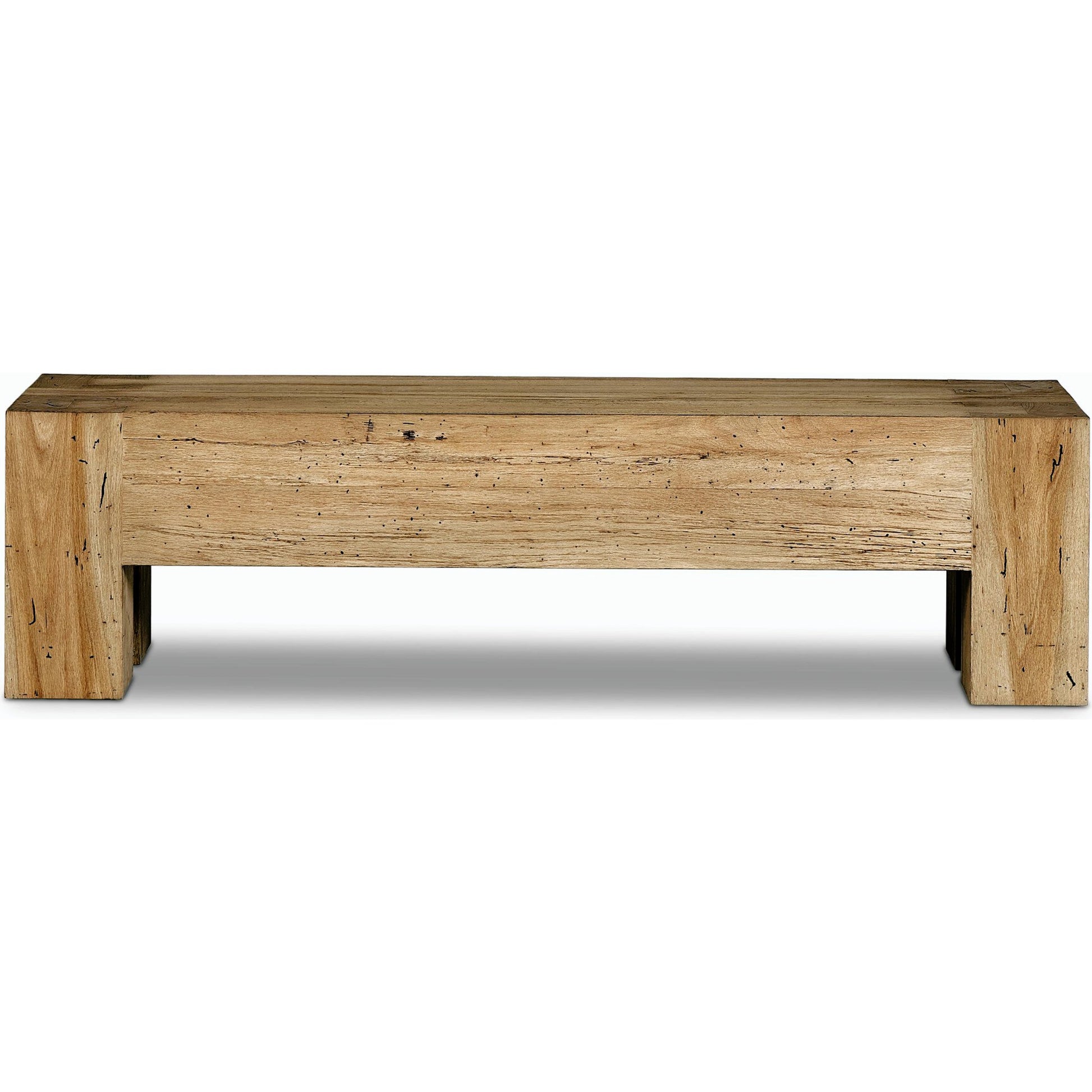 Abaso Accent Bench by Four Hands in ebony rustic wormwood oak. Made from thick oak veneer, engineered hardwood in a modern style.