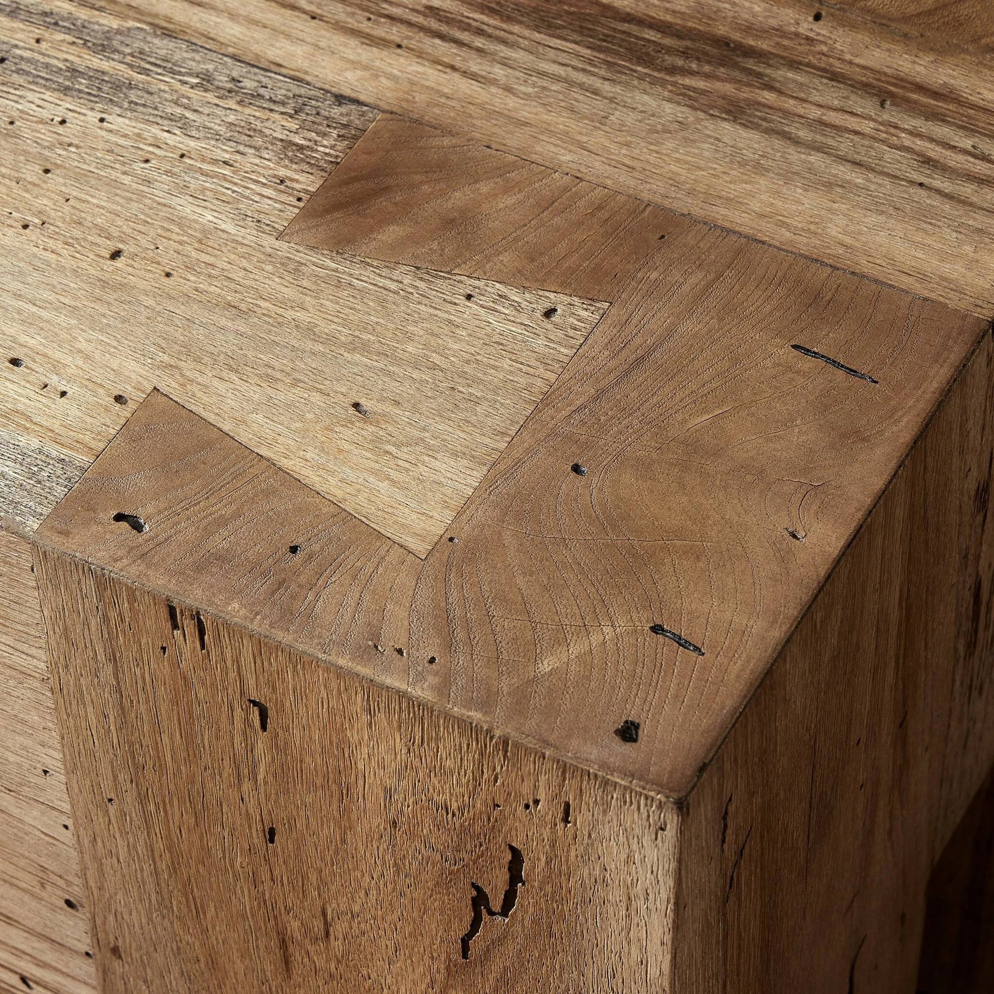 Abaso Accent Bench by Four Hands in ebony rustic wormwood oak. Made from thick oak veneer, engineered hardwood in a modern style.
