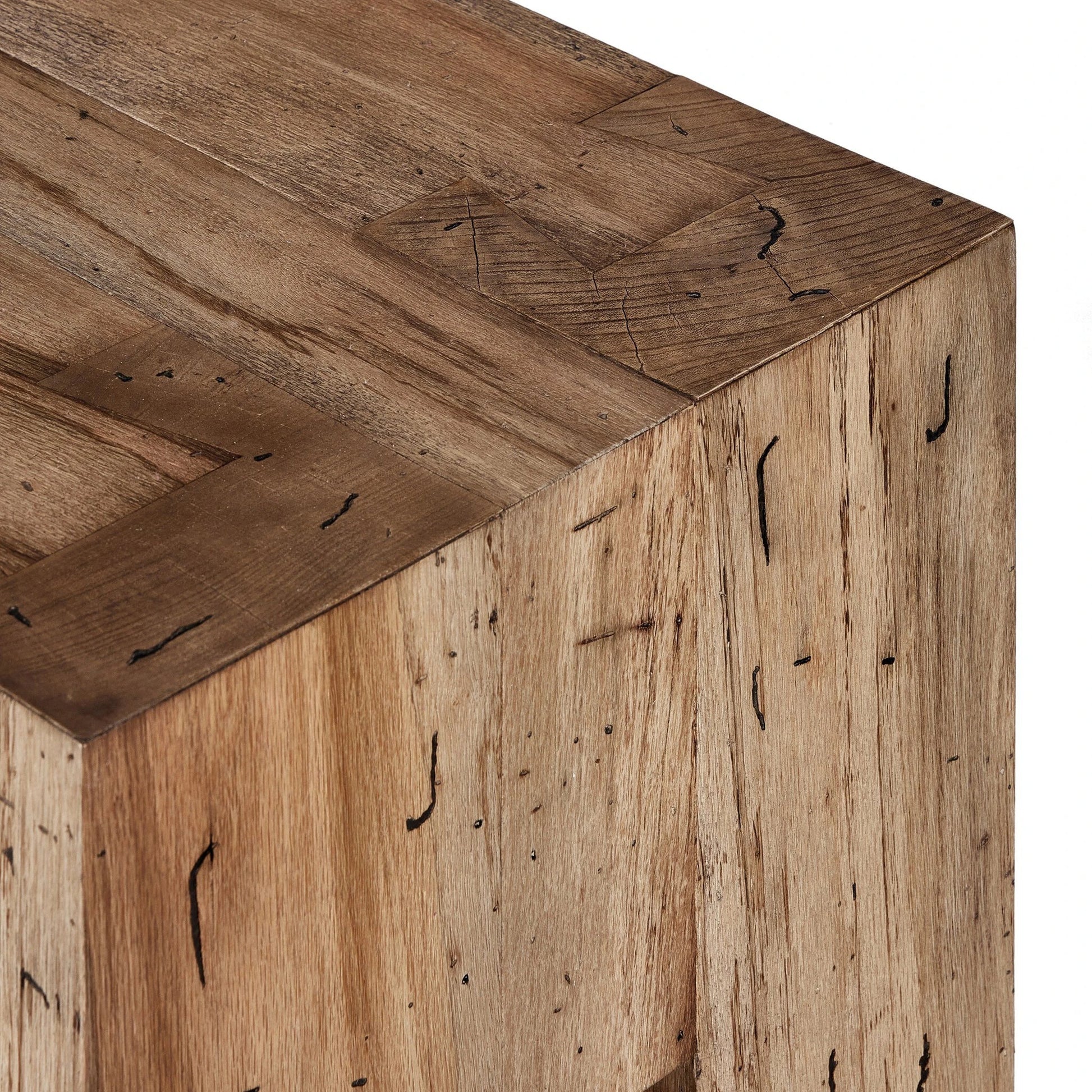 Abaso Accent Bench by Four Hands in ebony rustic wormwood oak. Made from thick oak veneer, engineered hardwood in a modern style.
