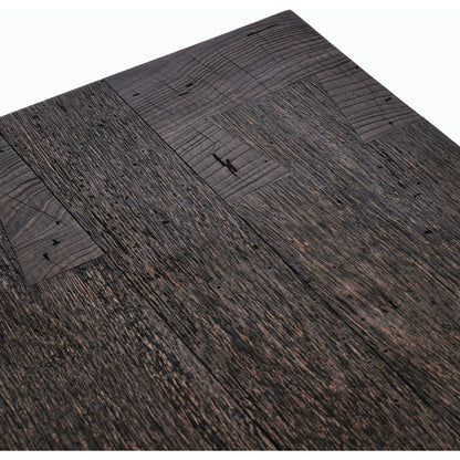 Abaso Accent Bench by Four Hands in ebony rustic wormwood oak. Made from thick oak veneer, engineered hardwood in a modern style.
