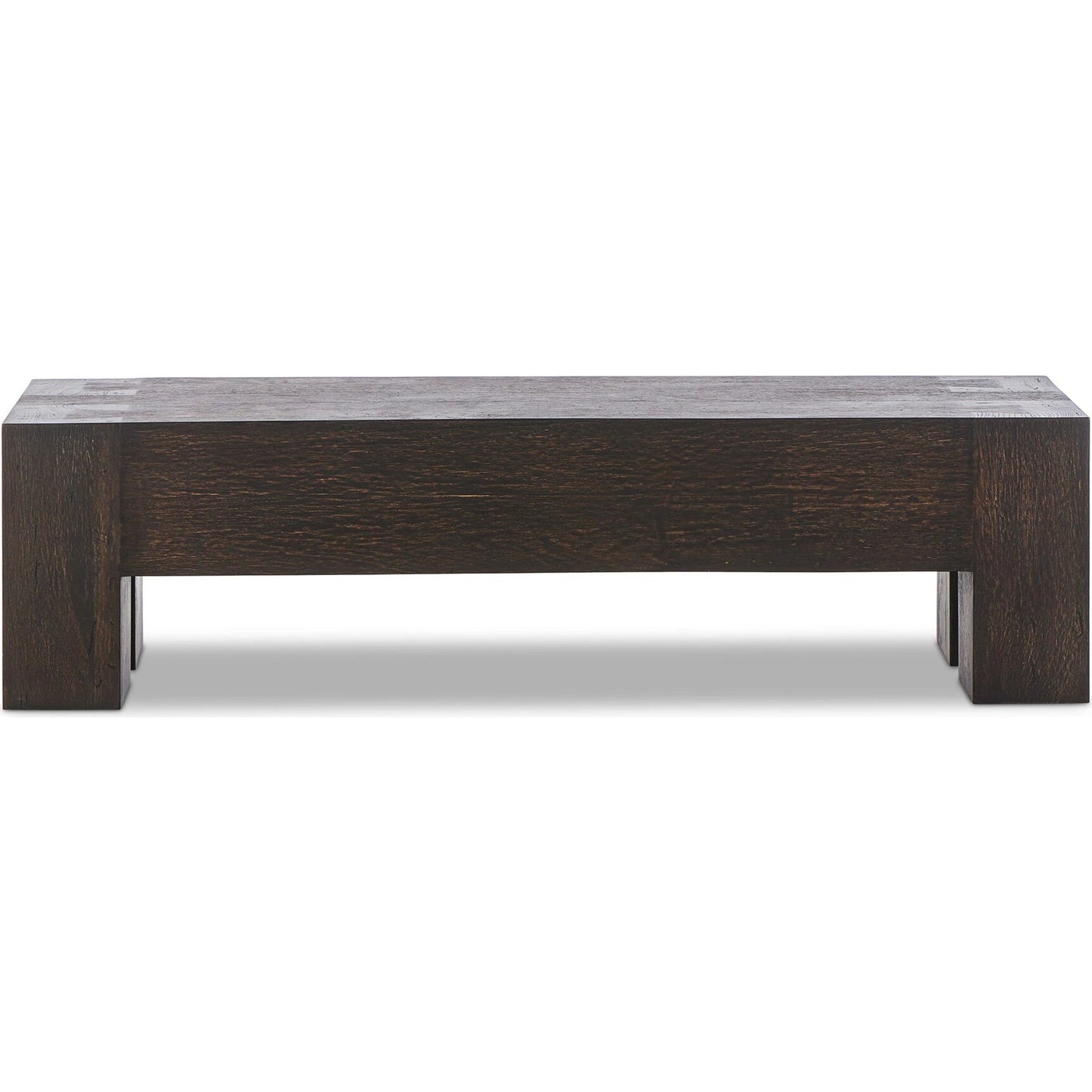 010 SI-2137147 | Additional Silo | Abaso Accent Bench by Four Hands in ebony rustic wormwood oak. Made from thick oak veneer, engineered hardwood in a modern style.