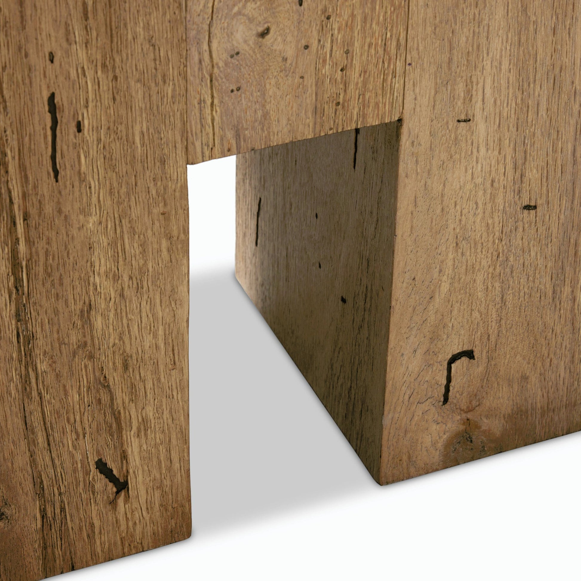 Abaso Large Accent Bench by Four Hands in ebony rustic wormwood oak. Made from thick oak veneer, engineered hardwood in a modern style.