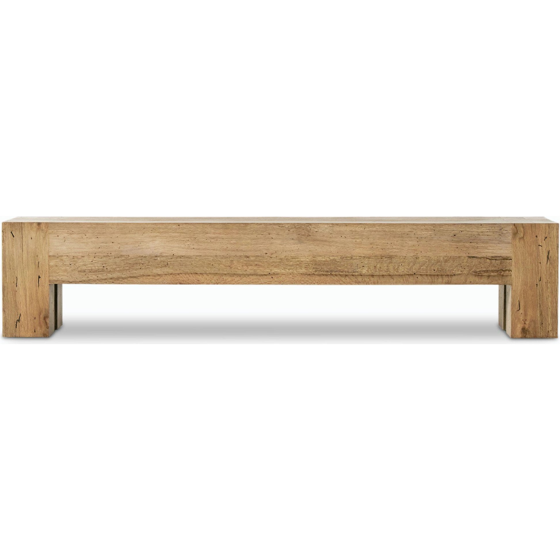 Abaso Large Accent Bench by Four Hands in ebony rustic wormwood oak. Made from thick oak veneer, engineered hardwood in a modern style.