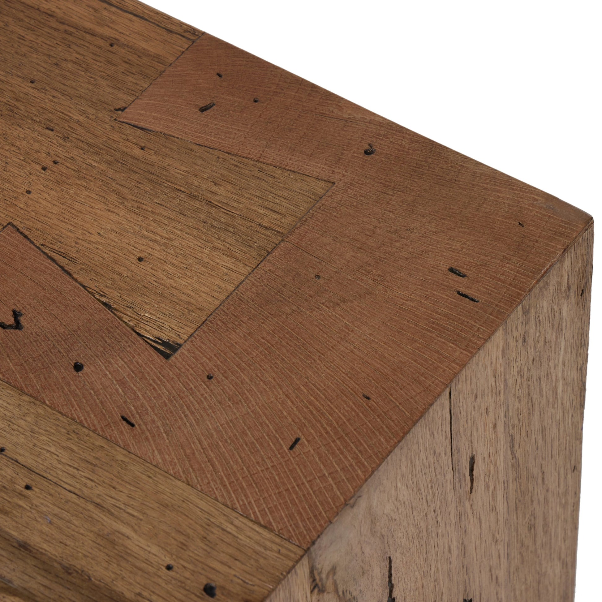 Abaso Large Accent Bench by Four Hands in ebony rustic wormwood oak. Made from thick oak veneer, engineered hardwood in a modern style.