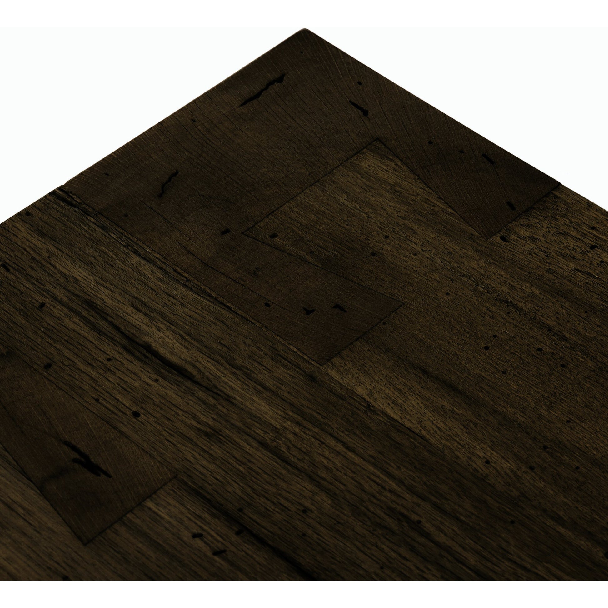 Abaso Large Accent Bench by Four Hands in ebony rustic wormwood oak. Made from thick oak veneer, engineered hardwood in a modern style.
