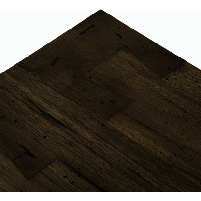Abaso Large Accent Bench by Four Hands in ebony rustic wormwood oak. Made from thick oak veneer, engineered hardwood in a modern style.