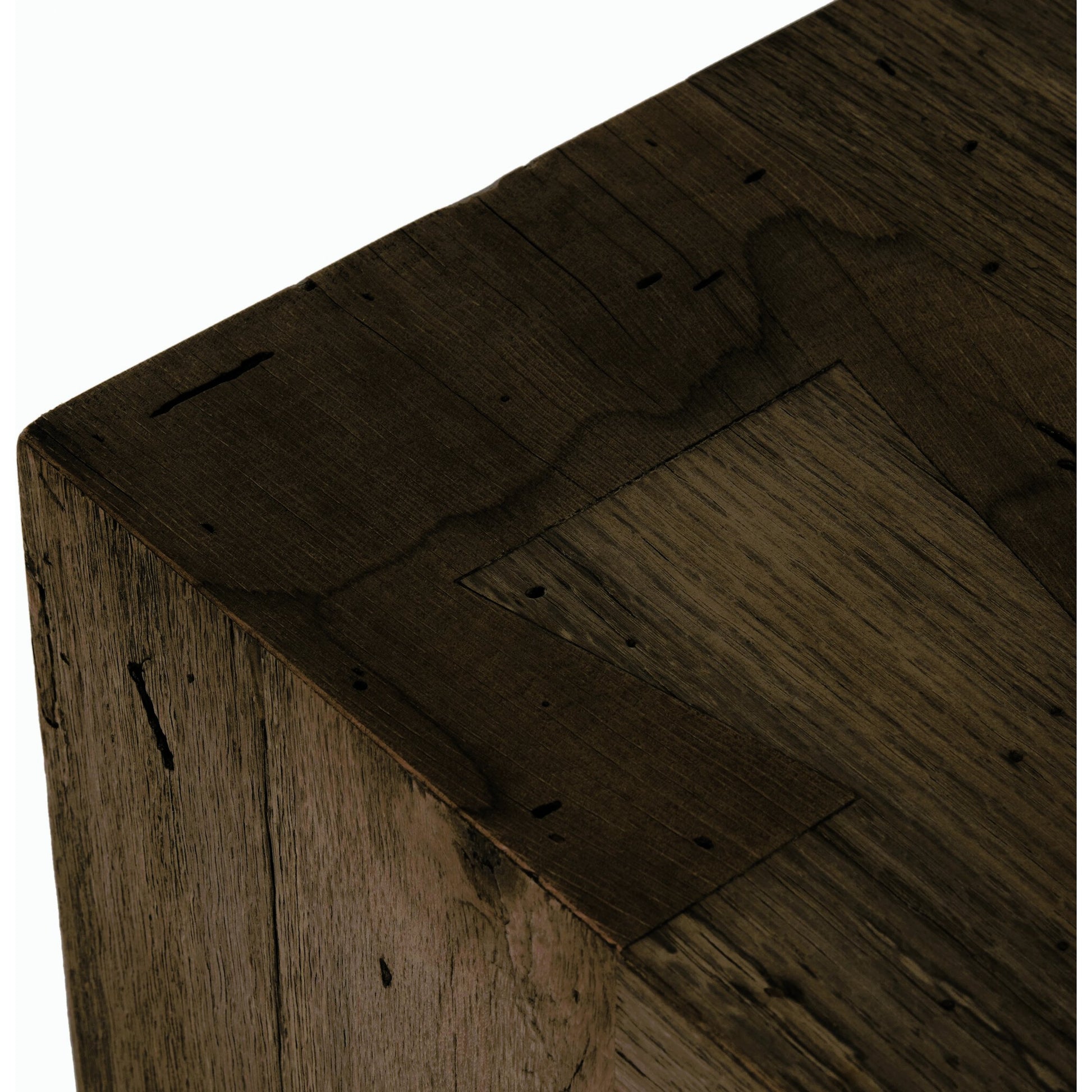Abaso Large Accent Bench by Four Hands in ebony rustic wormwood oak. Made from thick oak veneer, engineered hardwood in a modern style.