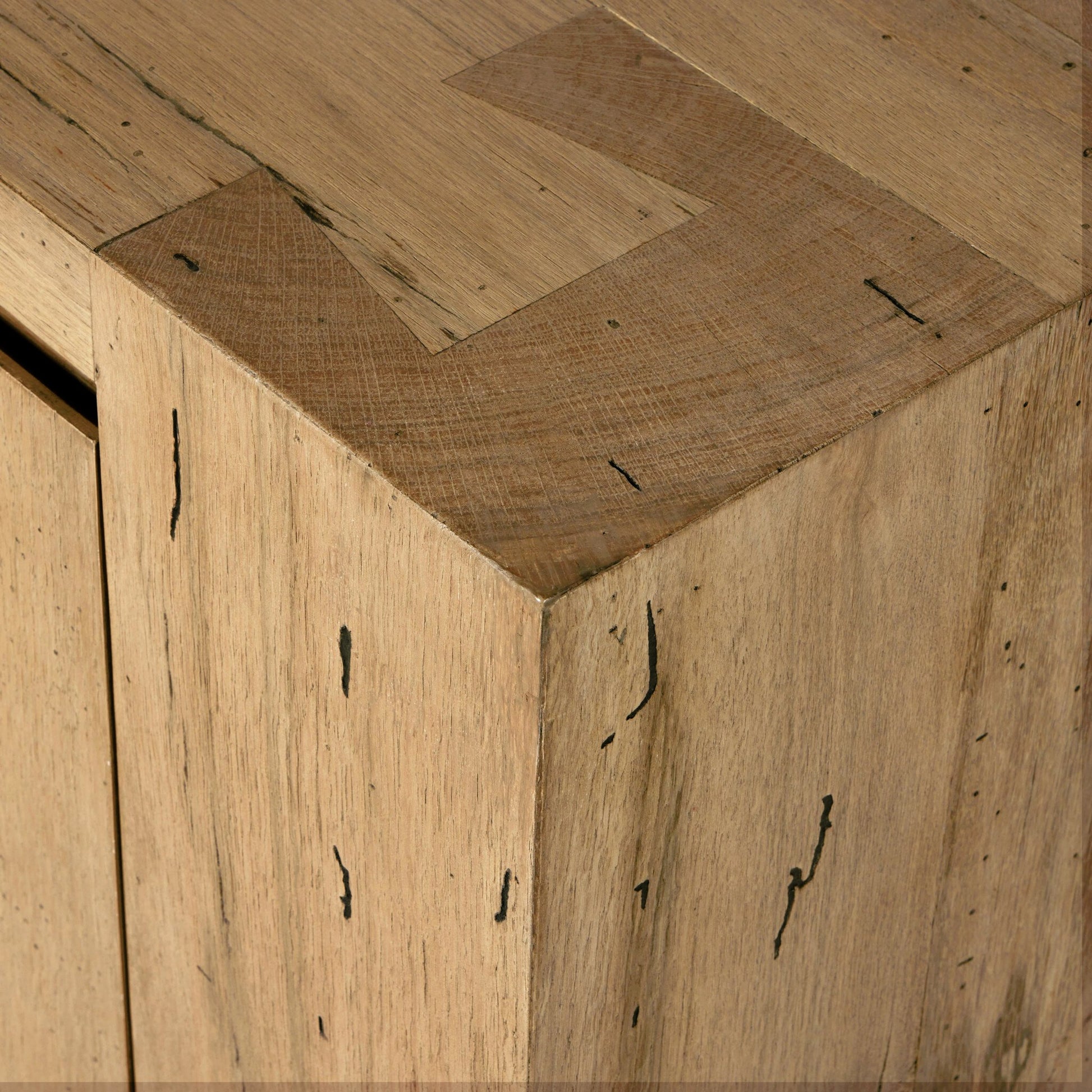 Abaso Media Console by Four Hands. Made from thick oak veneer in a modern style.