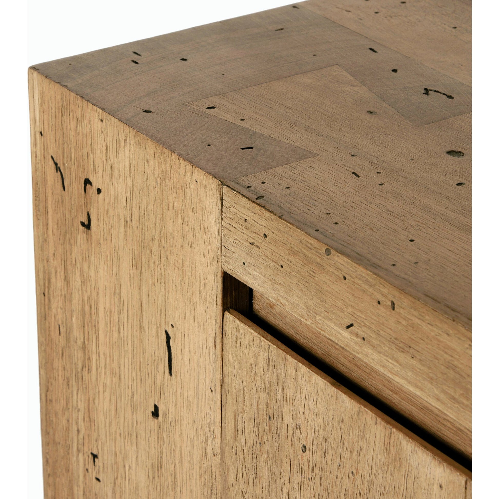Abaso Media Console by Four Hands. Made from thick oak veneer in a modern style.