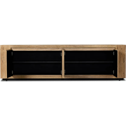 Abaso Media Console by Four Hands. Made from thick oak veneer in a modern style.