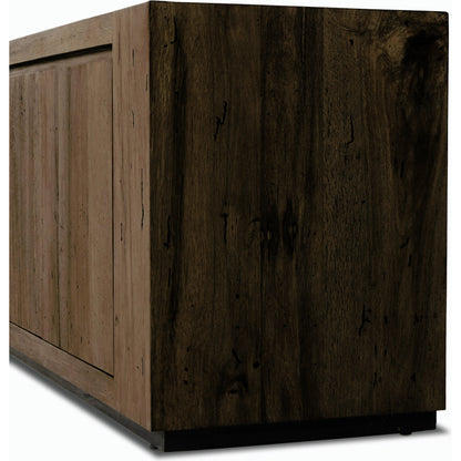 Abaso Media Console by Four Hands. Made from thick oak veneer in a modern style.