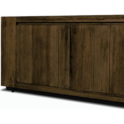 Abaso Media Console by Four Hands. Made from thick oak veneer in a modern style.